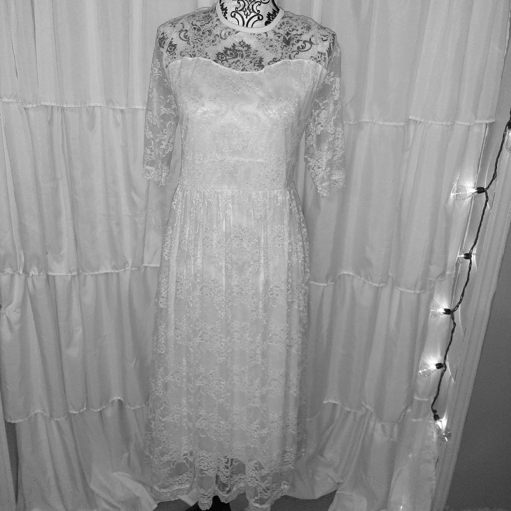 Midi Plus Size Lace Wedding Dress